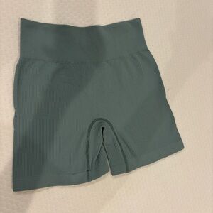 Women's workout Green Ribbed Shorts
